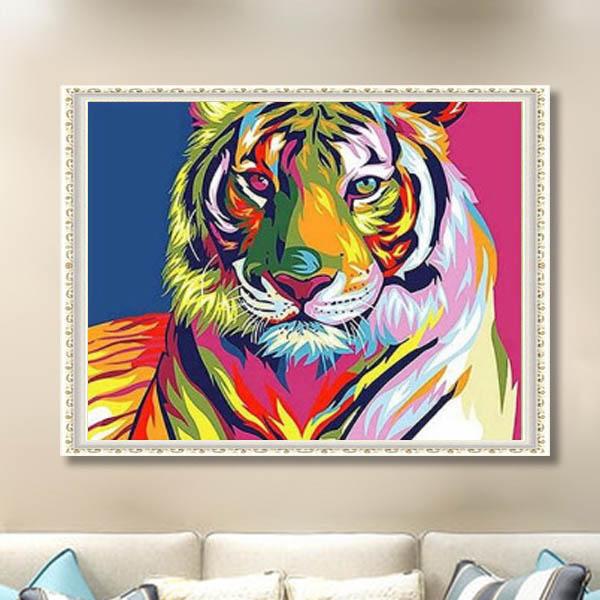 中級 フル ダイヤモンドアート キット ビーズ刺繍 カラフル タイガー
