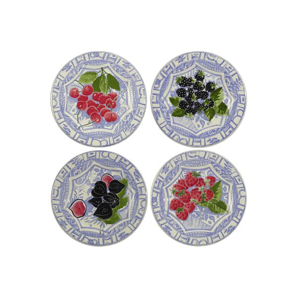 ジアン オワゾブルーフルーツ デザートプレート22cm 絵柄違い4枚セット