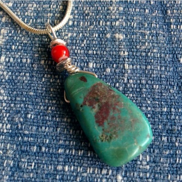 天然石 ターコイズ ホワイトハーツ ネックレス トルコ石 アンティーク