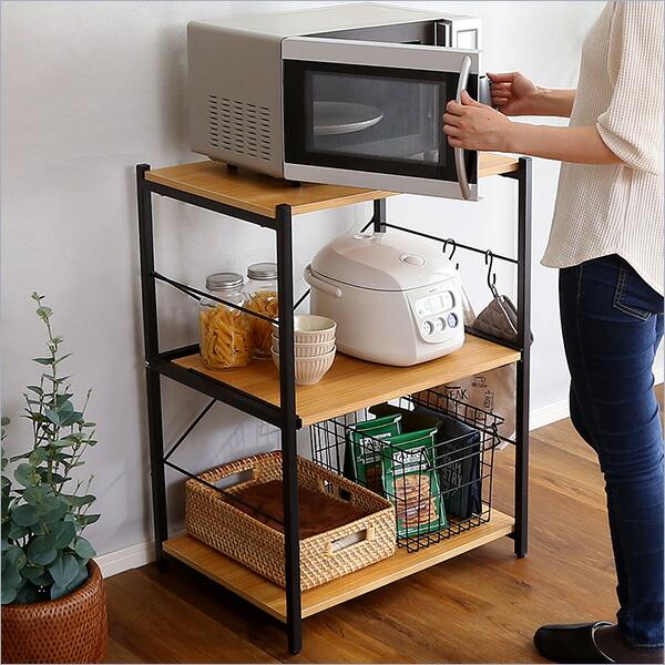 レンジ台 大型レンジ対応 食器棚 ロータイプ 作業台 キッチン スライド