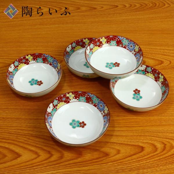 九谷焼 4号小鉢揃 梅菊文 / 青郊窯 和食器 鉢 中鉢 人気 ギフト セット