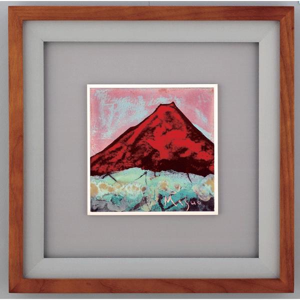 作家 彫金パネル 「陶板額 赤富士」 画家池田満寿夫 : 日本ものこと