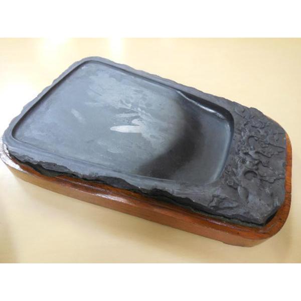 送料無料 ◇ 工芸品 硯 書道具 木箱付き 梅 桃 彫刻 : 日本ホーエイ