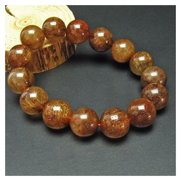 ルチルクォーツ ブレスレット 15mm 一点物 111-2661 : 天然石