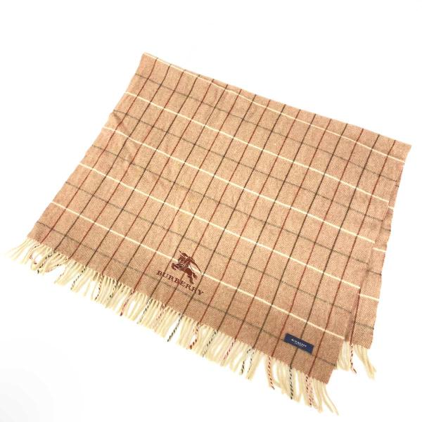 Burberrys バーガンディ フリンジ付きブランケット Burberrys