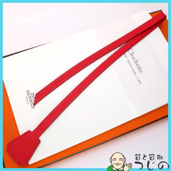 HERMES（エルメス） ブックマーク ノート付 しおり レッド レザー □E