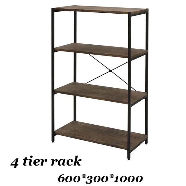 オープンラック 4段 木製 アイアン 幅60 奥行30 高さ100 ヴィンテージ