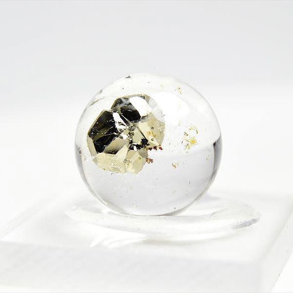 パイライトインクォーツ (約16.7mm珠) 最高級 AAAAA 黄鉄鉱入り水晶 丸