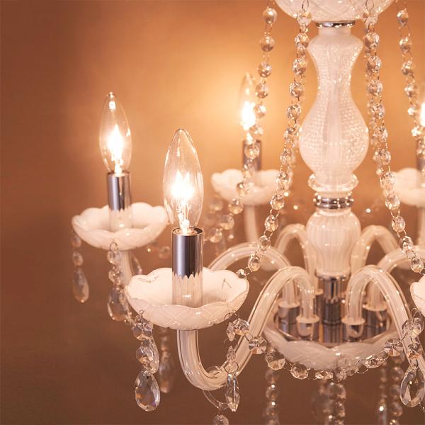 シャンデリア 白 ホワイト led対応 照明 おしゃれ ヨーロピアン 北欧