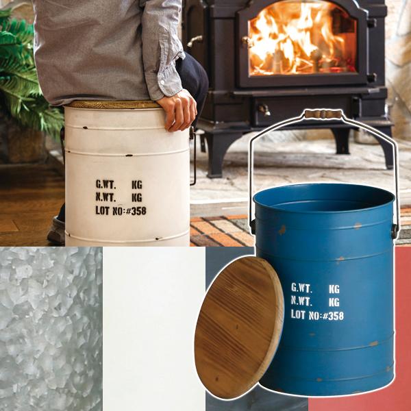 スツール 収納 ボックススツール バケツ ドラム缶 デザイン 薪入れ