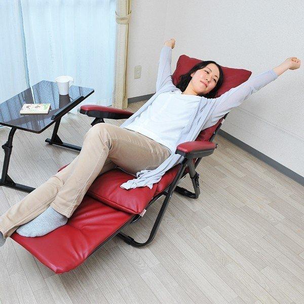 谷村実業 リクライニングチェア ひじ付き 肘掛け フットレストつき 足