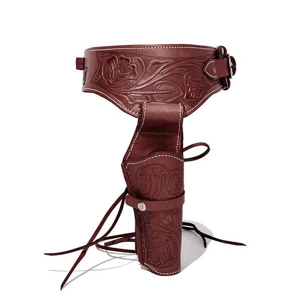 カービングレザーガンベルト 45口径用 (ワイン) GB-45W 34-42サイズ