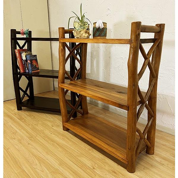 アジアン家具 木製 バリ ♪AR 2段オープンラック（大・A4ファイル収納