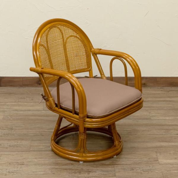 籐ラタン回転椅子ミドルタイプ座面高さ33cm/ハニー(ハチミツ色)/im14