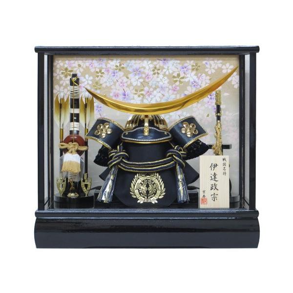 選べる3種写真たてオルゴール付き五月人形ケース 兜飾り12号伊達兜