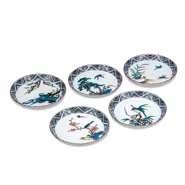 九谷焼 和食器 九谷焼皿揃 取皿 5.5号（16.5cm）古九谷風花鳥の図