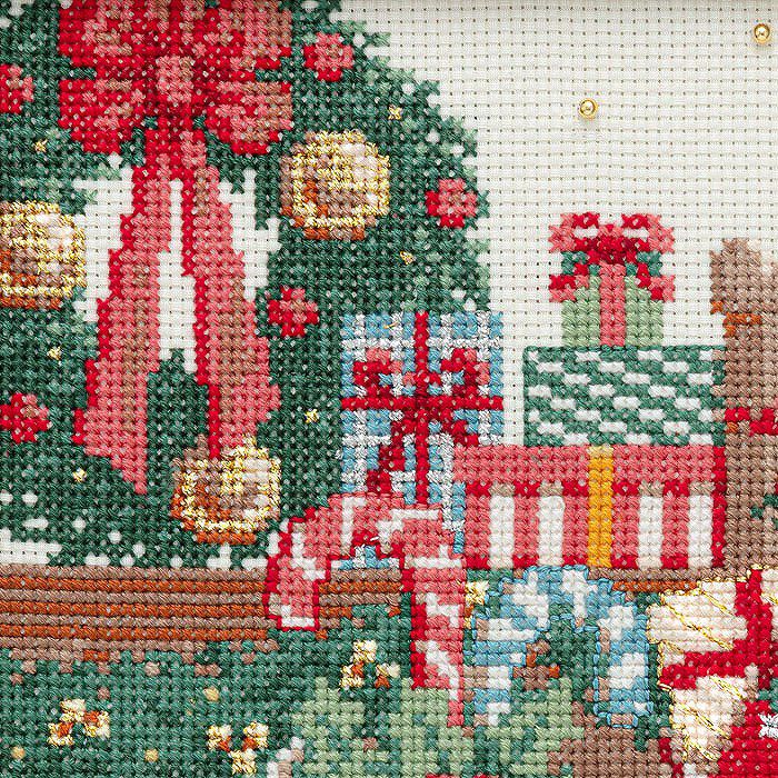 クロスステッチフレーム＜HAPPY HOLIDAYS～暖炉の明かり