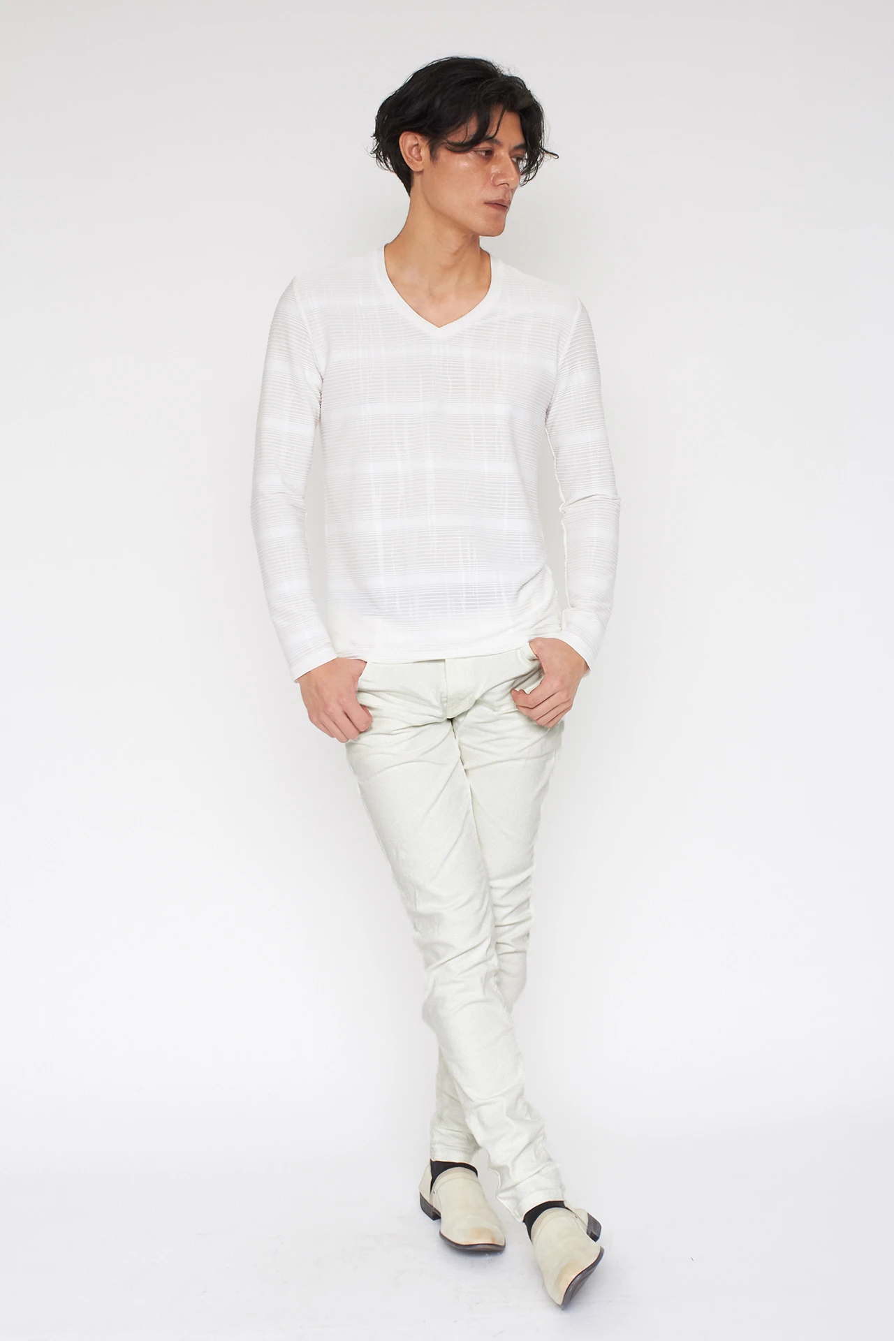 TORNADO MART∴ホワイトシェービングスキニーデニム / TORNADO MART