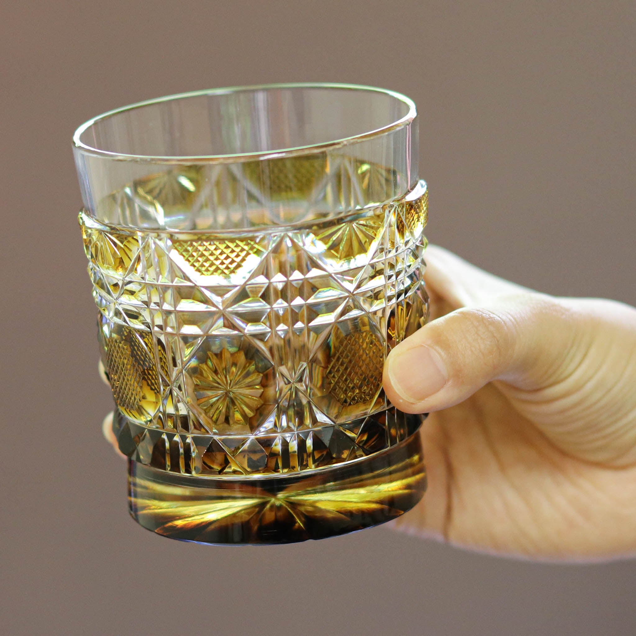 薩摩切子 ロックグラス | オールド | 黄 | 薩摩びーどろ工芸