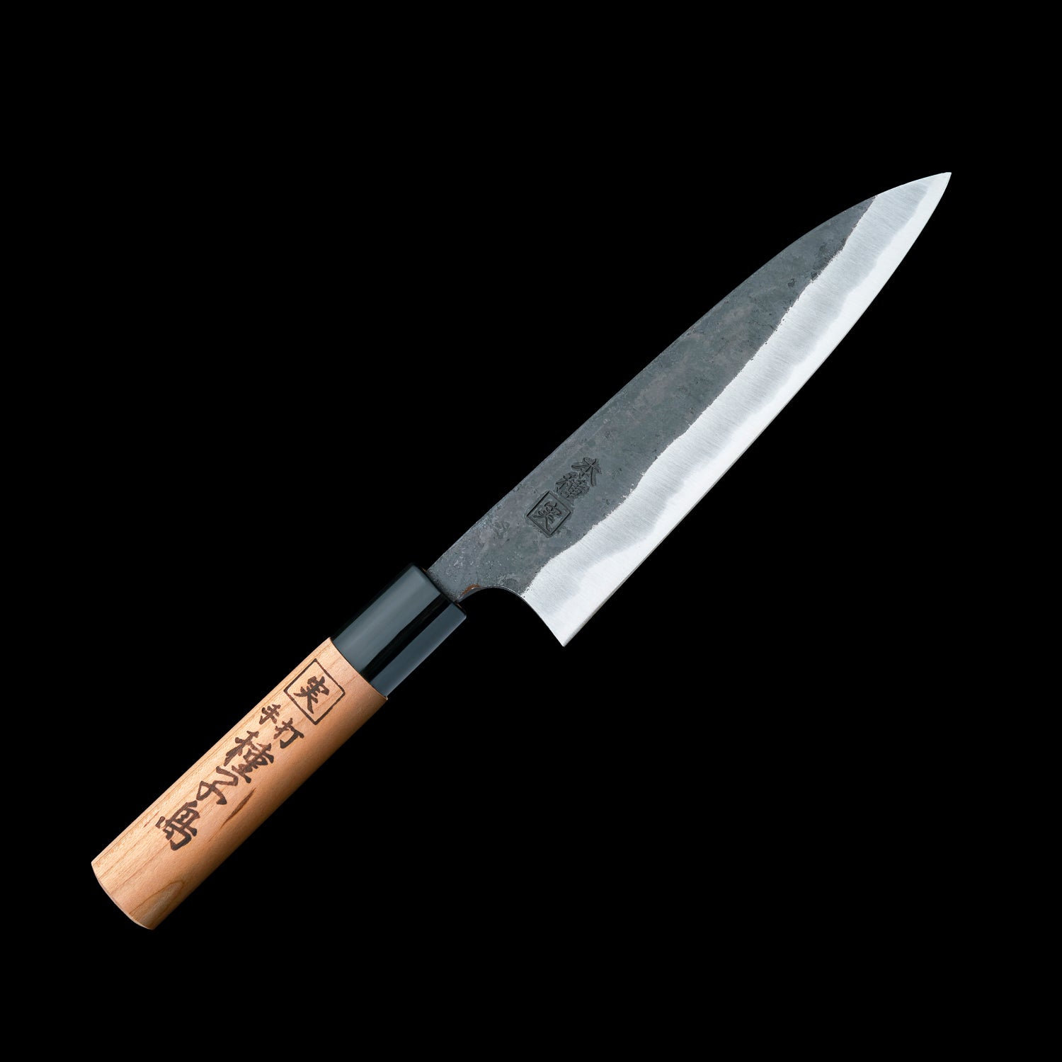 包丁の堺徳｜三徳包丁 黒打ち 白一鋼 桜柄 鹿児島・種子