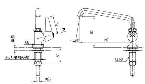 LF-14Z-13(65)-U｜LIXIL｜ユーティリティ用蛇口[台][自在水栓