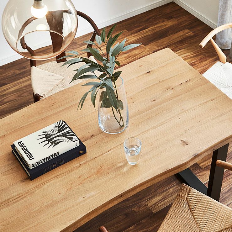 テーブル単品 幅210cm 無垢材継ぎ継ぎ一枚風テーブル耳付き オーク