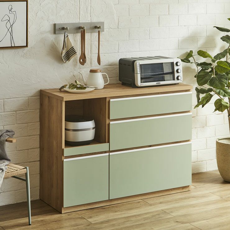 こだわりカラーで見た目上品なのに収納力抜群 ロータイプ食器棚