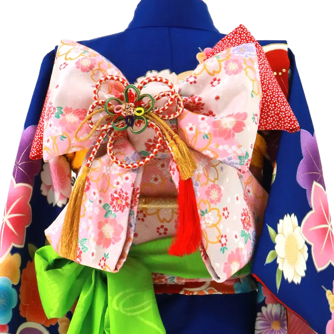 青地に大きな梅の着物／七五三・七歳女の子 | 宅配着物レンタルの京都