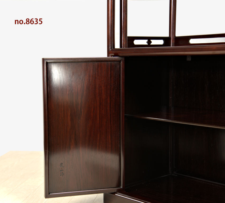 飾り棚:紫檀 道山作 隅丸4枚戸無地 3尺棚 大阪唐木指物(仕上完成品) no