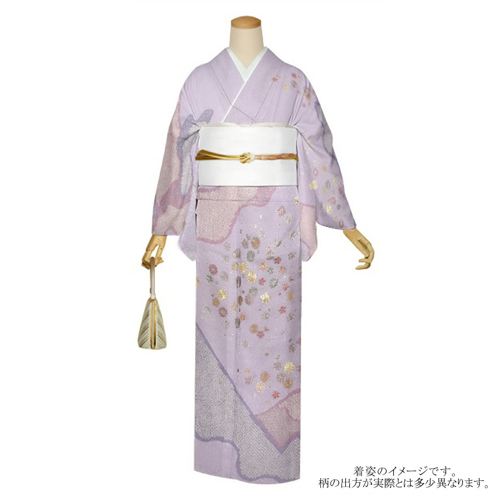 仕立て上がり 訪問着 単品 桂由美 「鴇鼠色 山霞に花紋」 正絹 着物