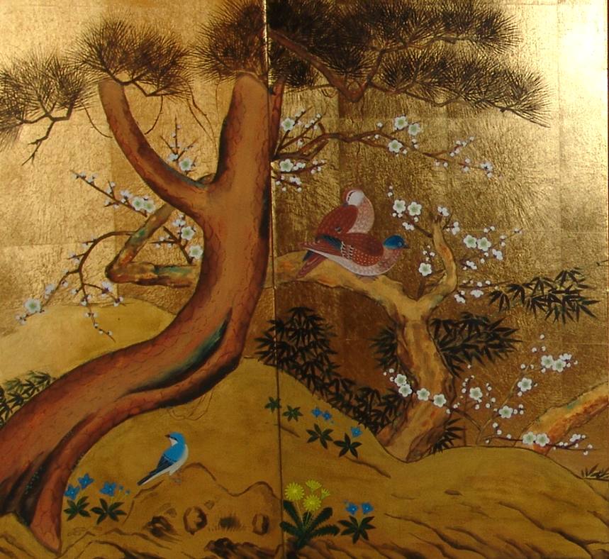 金屏風 日本画金屏風の製造/通信販売(通販) 御子柴屏風店