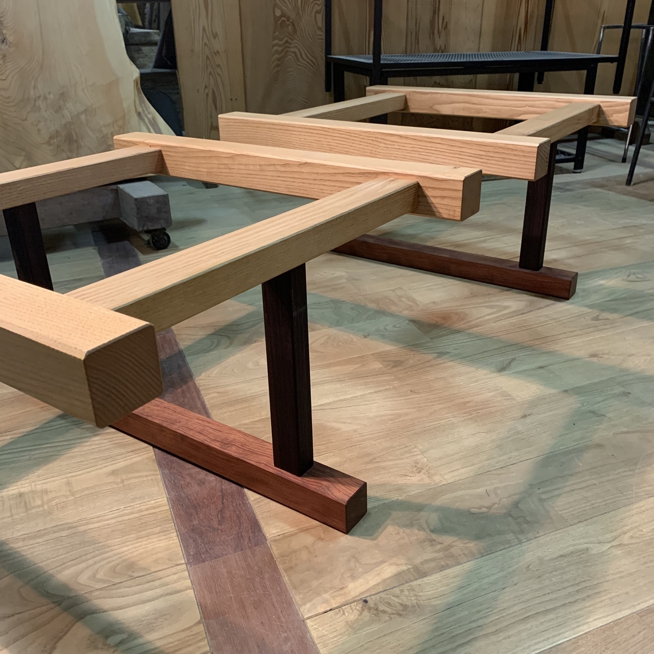座卓の一枚板にダイニングの脚 | 一枚板xオイル仕上げの専門店｜木の店