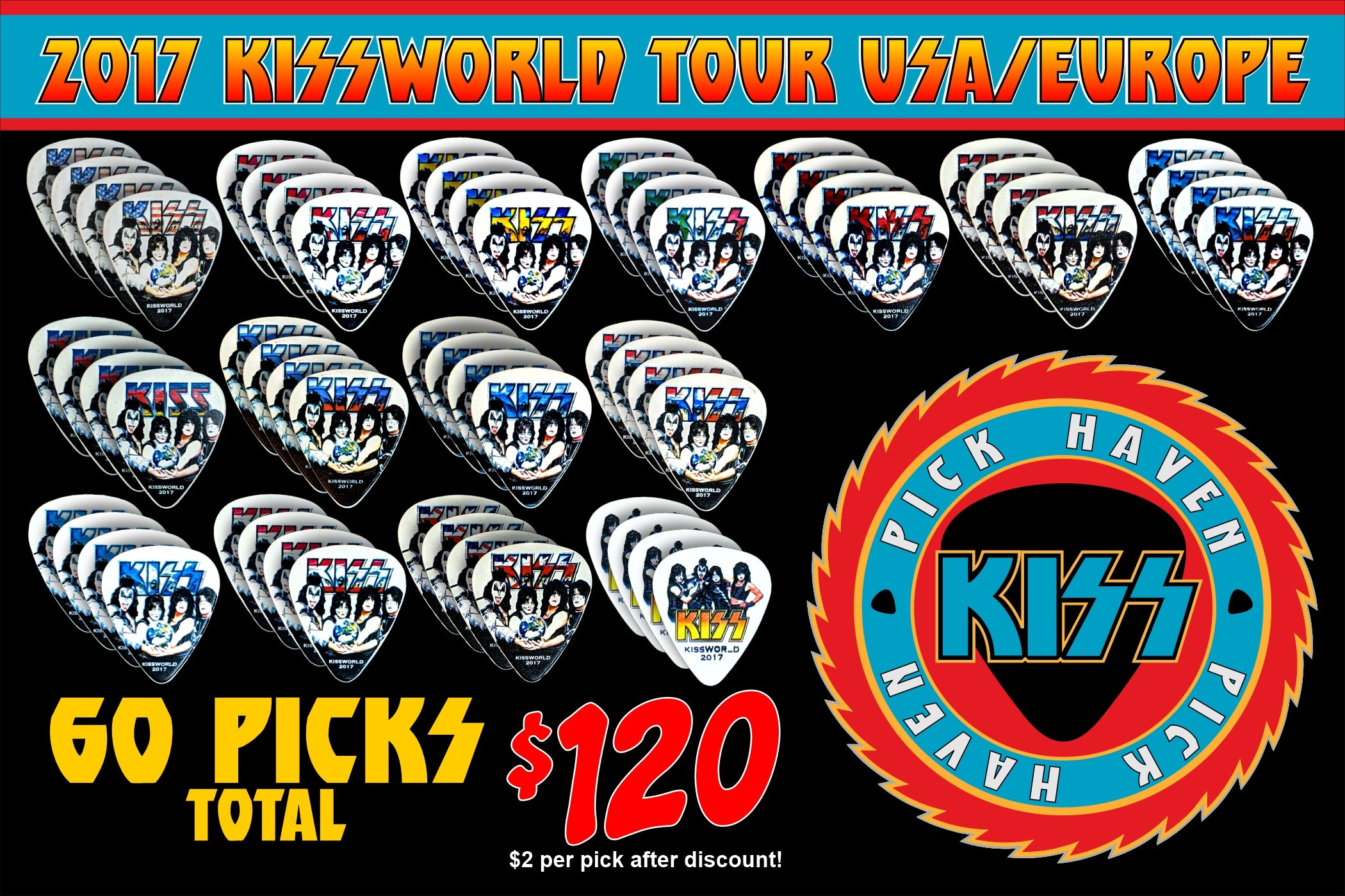 KISS 2017 KISSWorld World Tour Guitar Picks – KISS Pick Haven