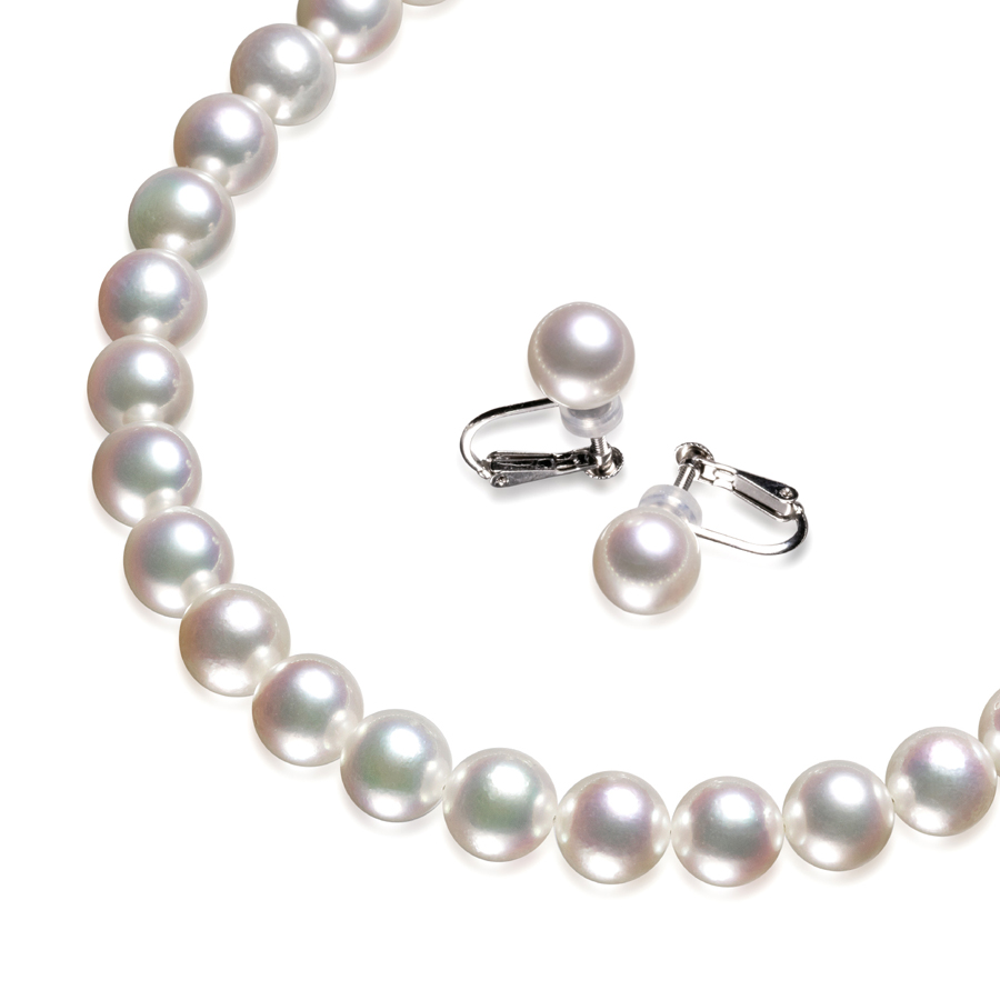 オーロラ天女 花珠真珠ネックレスセット（8-8.5ミリ 無調色タイプも有