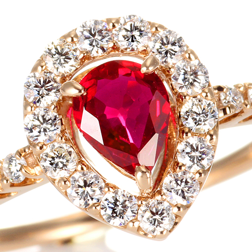 K18PG ルビー ダイヤモンド リング （R0.40ct D0.43ct・非加熱