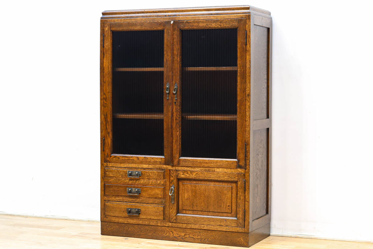 モールガラスがお洒落な観音扉の大型サイズ本棚 BB2977 – 古福庵