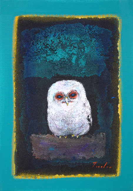 多田博一「フクロウ」油絵・SM 絵画買取・販売の小竹美術