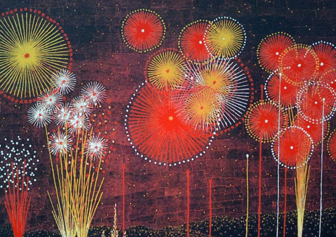 山下清「富田林の花火」リトグラフ 絵画買取・販売の小竹美術