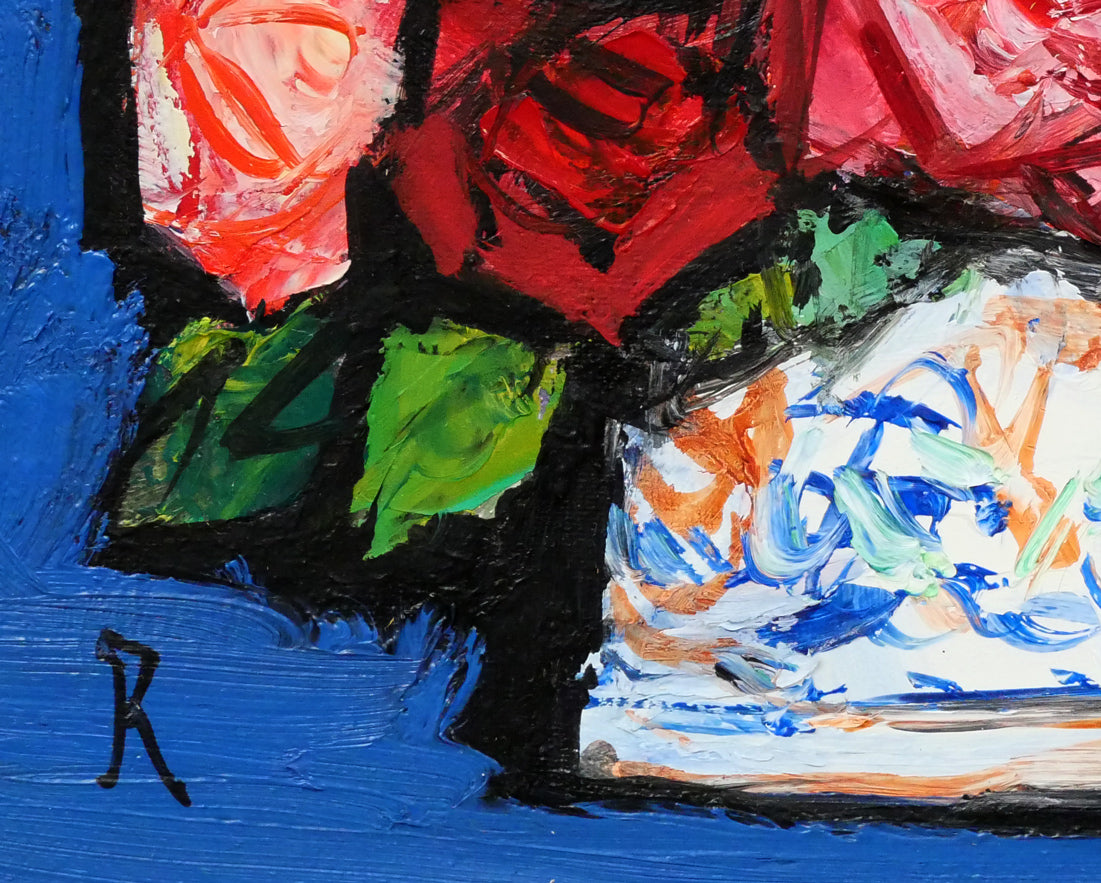 ◇田中繁吉 「薔薇」 油彩 F6号 創元会理事長 日展参与 師:藤島武二