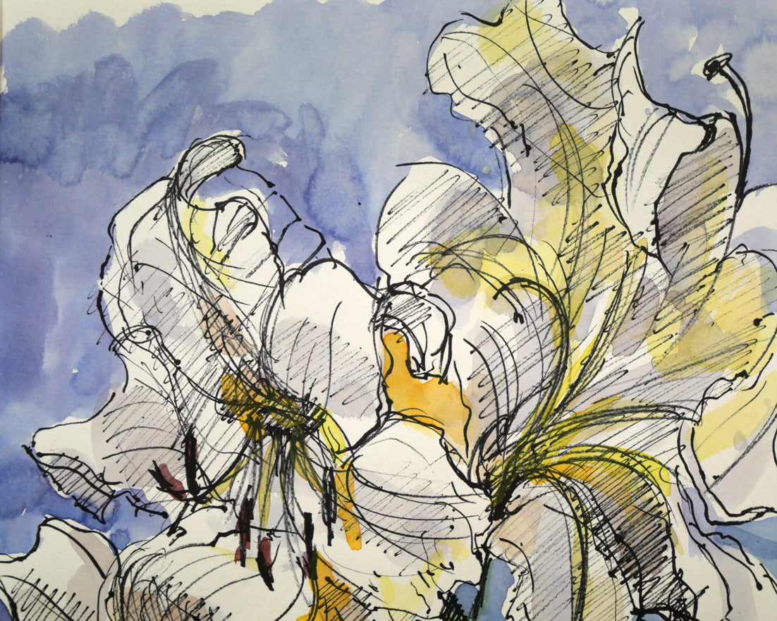 仲平哲也「カサブランカ」水彩画・4号 絵画買取・販売の小竹美術