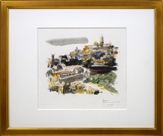 友成晴雄「パリ裏通り」油絵・F10号 絵画買取・販売の小竹美術