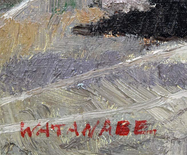 渡辺正敏「漁船の白い船」油絵・F10号 絵画買取・販売の小竹美術