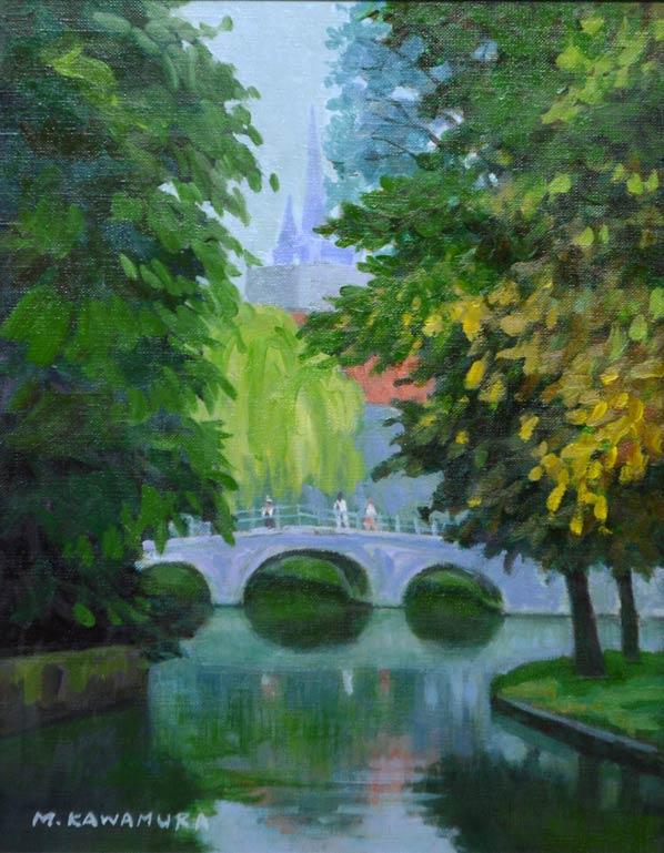 川村正男「メガネ橋」油絵・F6号 絵画買取・販売の小竹美術