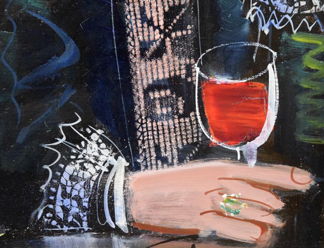 増田誠「ダイスをする王と王妃」油絵・仏F10号 絵画買取・販売の小竹美術