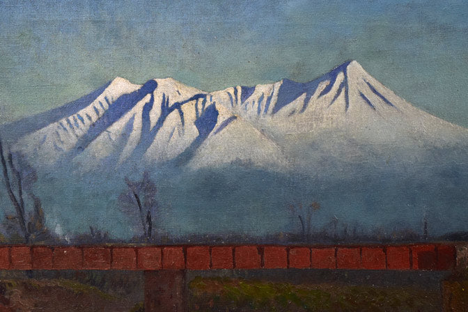 村田丹下「大雪山」油絵・P8号 絵画買取・販売の小竹美術
