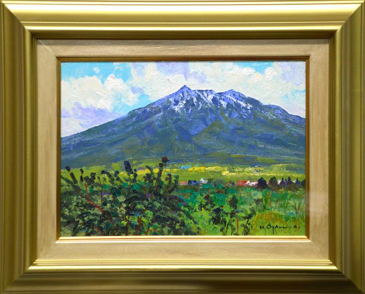 小川博「大正池より穂高」日本画・色紙額装 絵画買取・販売の小竹美術