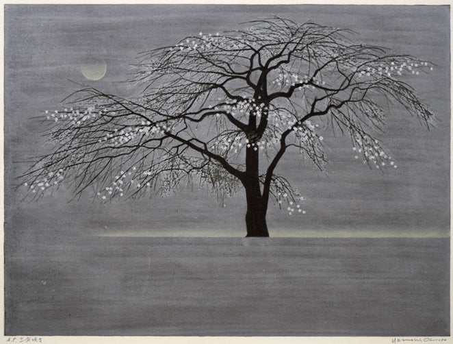 大本靖「三分咲き」木版画 絵画買取・販売の小竹美術