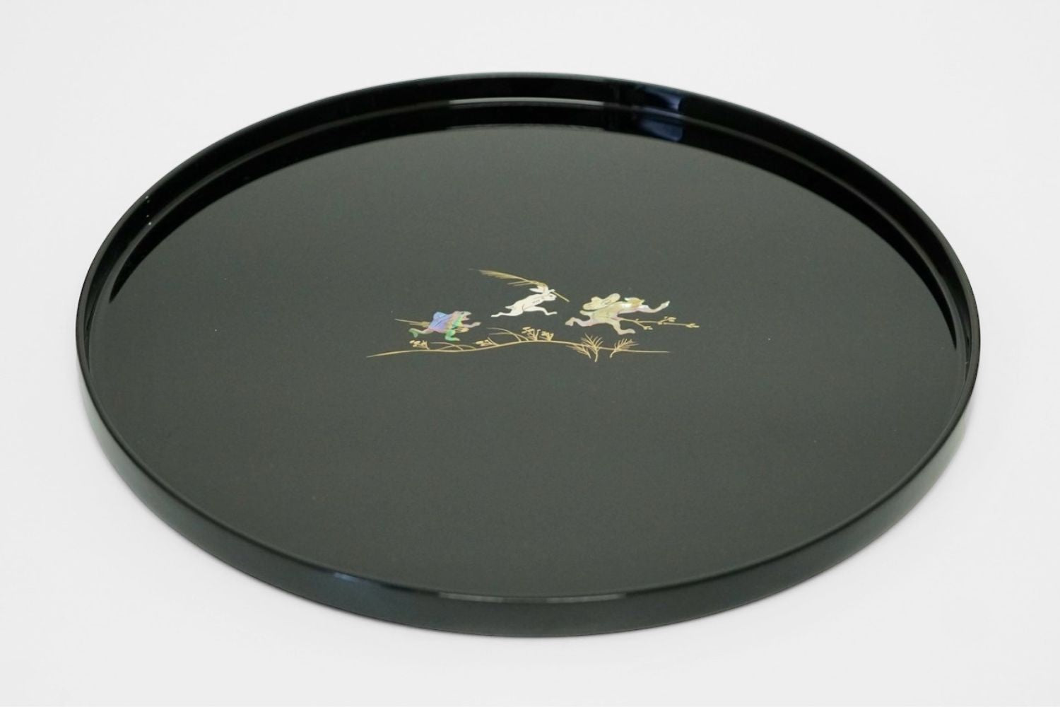 武蔵川義則 鳥獣戯画 9寸丸盆 黒 – 漆器 高翆