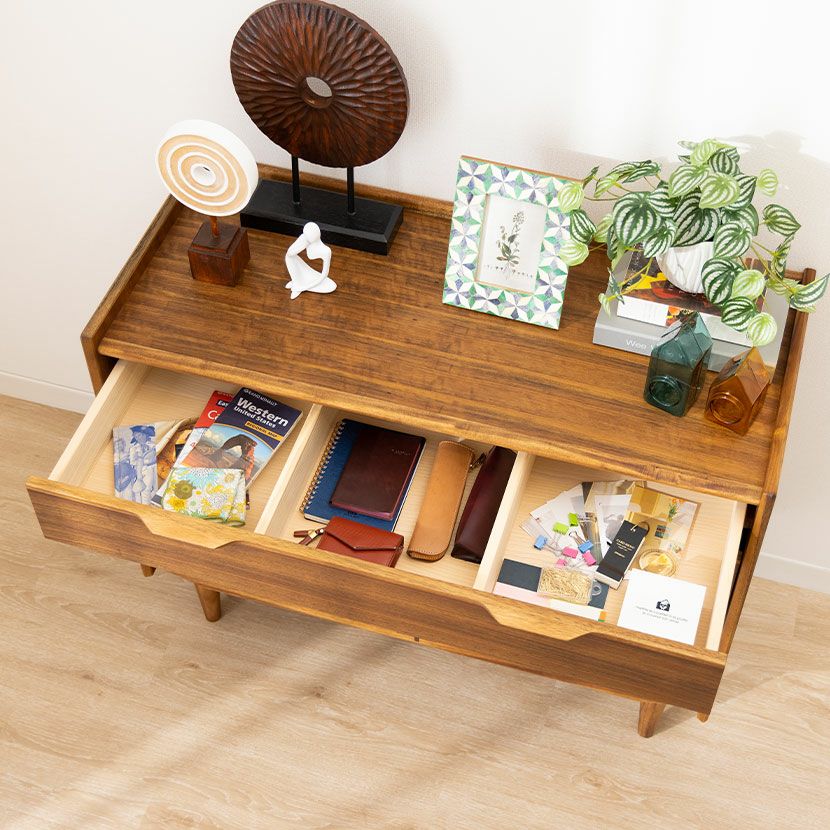 設置無料】幅100cm 3段 チェスト EDDA 木製 天然木 引き出し 収納 脚