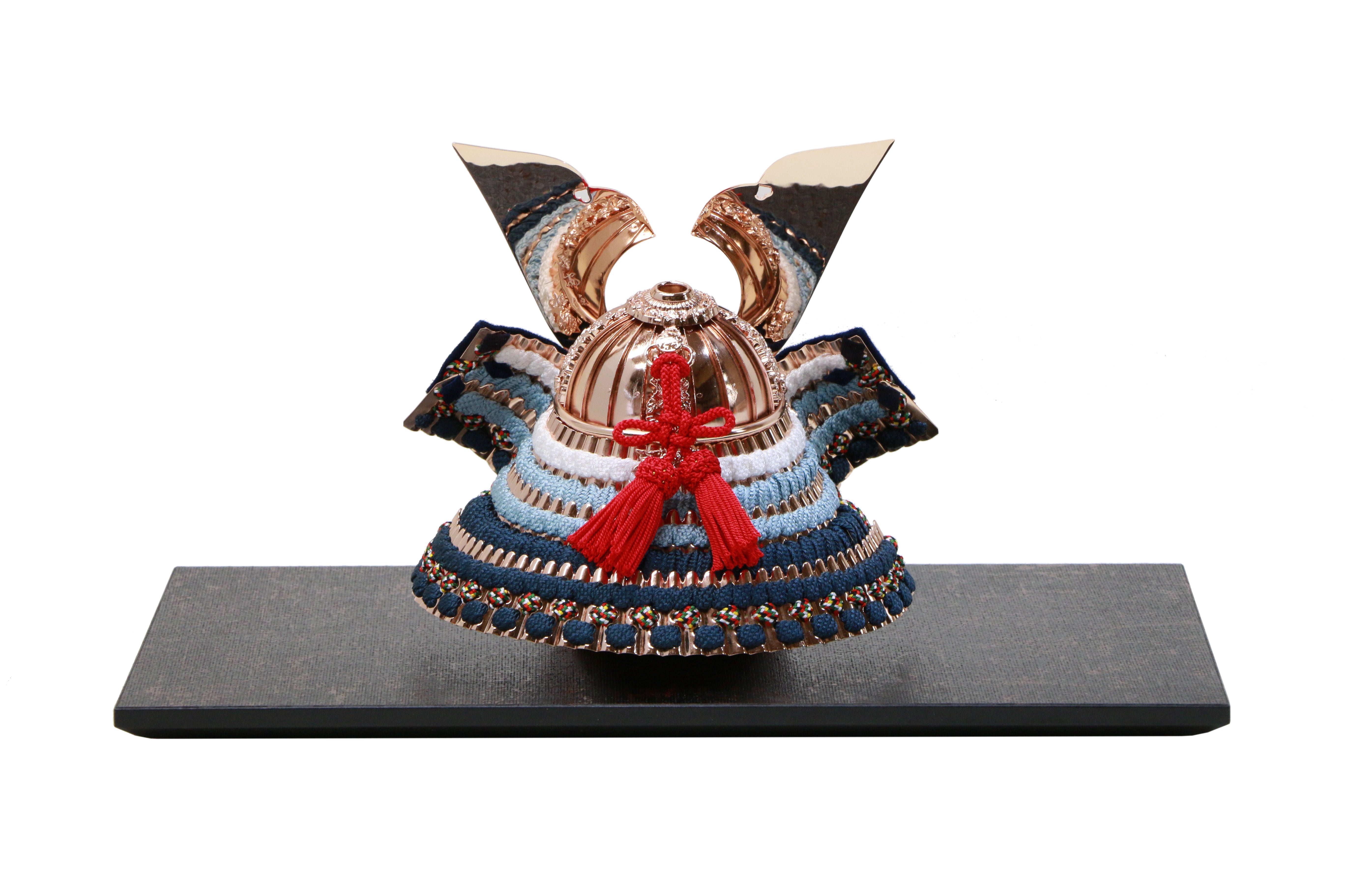 飾兜 8号 鉄紺裾濃 ピンクゴールド鍍金 – 平安住一水｜京都甲冑株式会社